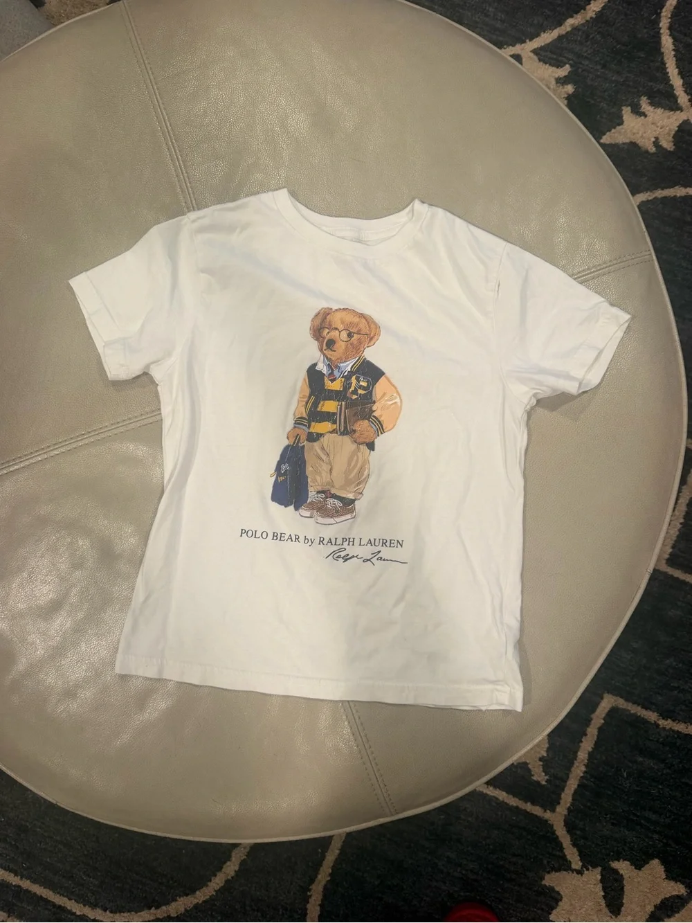 Ralph Lauren Kids Polo Bear Graphic Tee - White with Navy & Yellow Bear Outfit